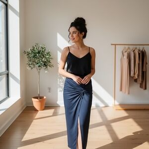 Joe B Denim‑Blue Front Knot Flattering Skirt | NWT | Size S